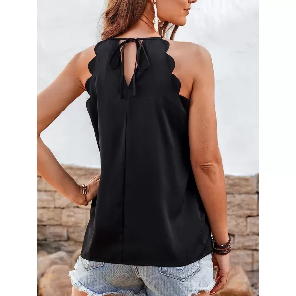imageCUPSHE Women Scalloped Halter High Neck Summer Sleeveless Cute Cami TopsBlack