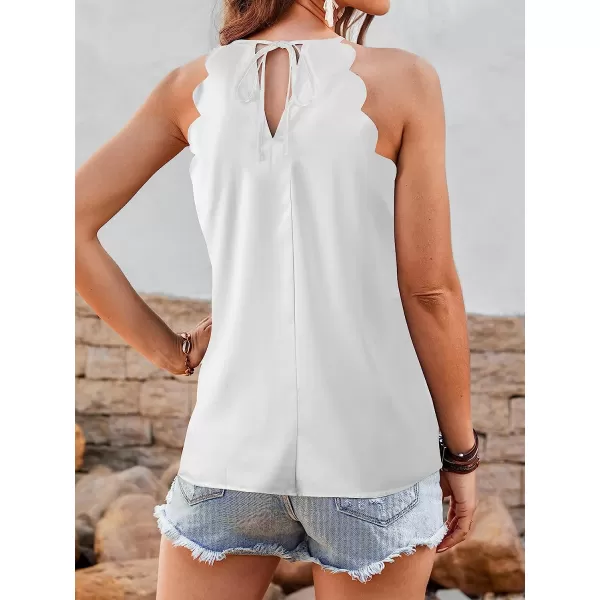 imageCUPSHE Women Scalloped Halter High Neck Summer Sleeveless Cute Cami TopsWhite