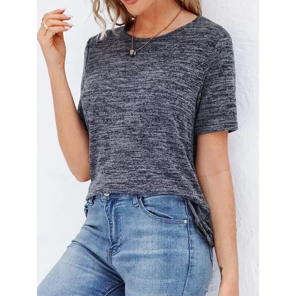 imageCUPSHE Women Sexy Back Wrapped Tee Casual Criss Cross VNeck Summer Short Sleeve TShirtsGrey