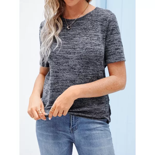 imageCUPSHE Women Sexy Back Wrapped Tee Casual Criss Cross VNeck Summer Short Sleeve TShirtsGrey