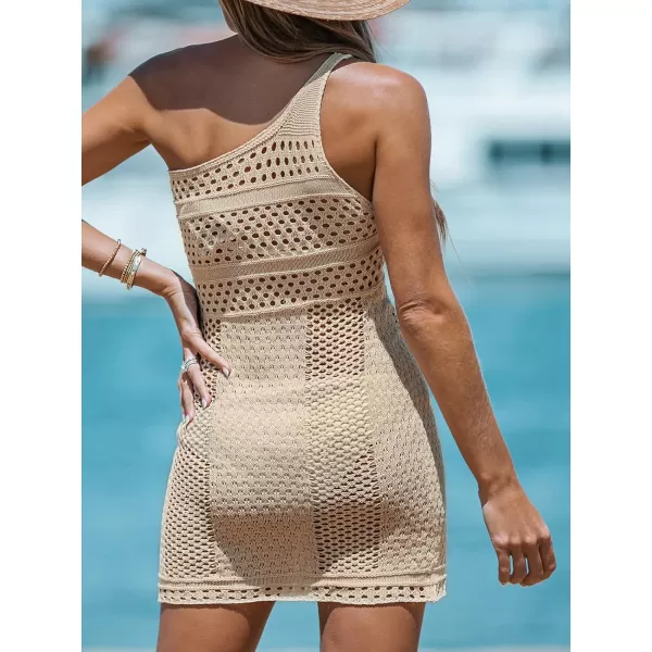 imageCUPSHE Women Sheer Crochet Bodycon CoverUp Dress Sleeveless Sexy Beach Cover Up Casual SummerCream