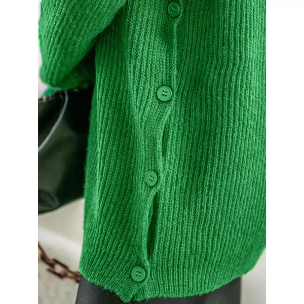 imageCUPSHE Women Shirt Collar Button Cardigan Sweater Green Knit Casual Tops Long SleevesGreen