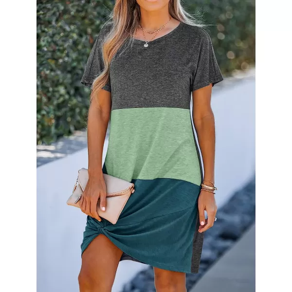 imageCUPSHE Women Short Sleeve Casual Shirts Dress Summer VNeck Twisted Mini Knit DressesBlack 2