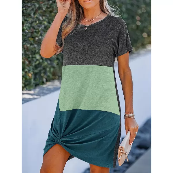 imageCUPSHE Women Short Sleeve Casual Shirts Dress Summer VNeck Twisted Mini Knit DressesBlack 2