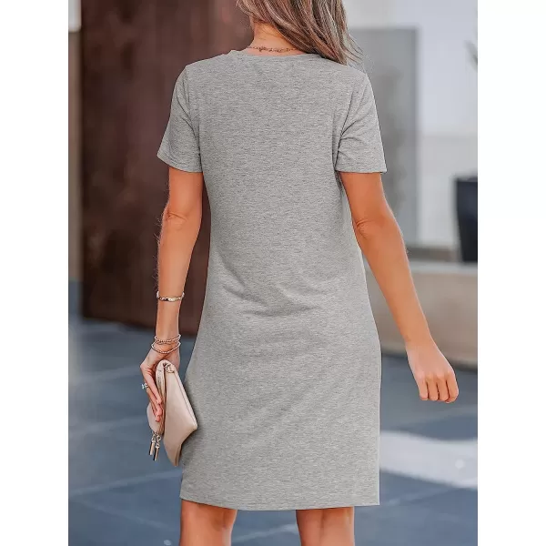imageCUPSHE Women Short Sleeve Casual Shirts Dress Summer VNeck Twisted Mini Knit DressesGrey