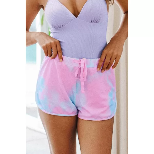 imageCUPSHE Women Short Sweatpants Drawstring Waist Tie Dye Casual Boy ShortsMulticolor