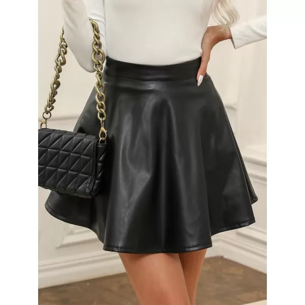 imageCUPSHE Women Skirt Faux Leather ALine Mini Skirts High Waist Short SkirtsBlack