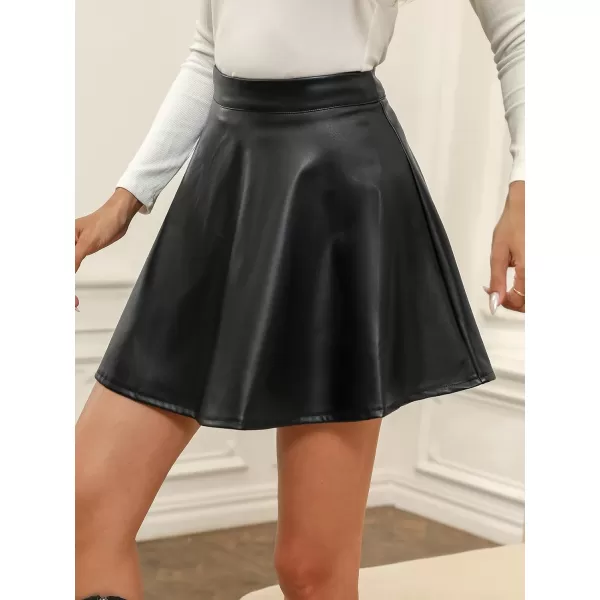 imageCUPSHE Women Skirt Faux Leather ALine Mini Skirts High Waist Short SkirtsBlack