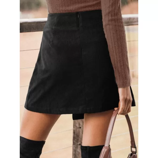 imageCUPSHE Women Skirts ButtonFront Mini Wrap Skirt Holiday HighRise Waist Short SkirtBlack