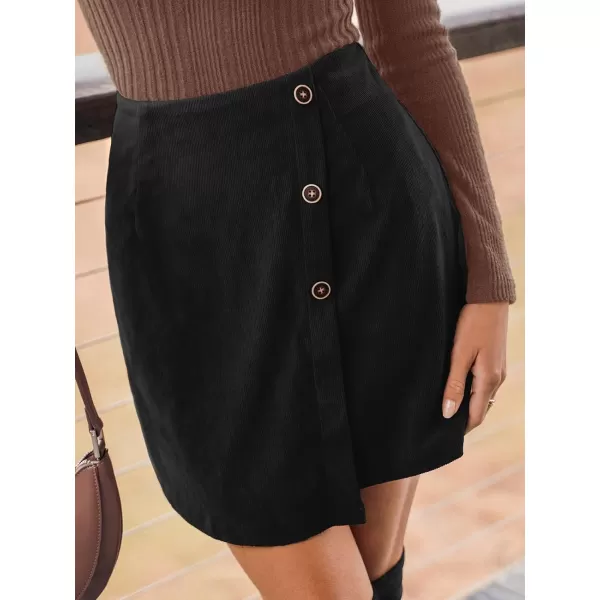 imageCUPSHE Women Skirts ButtonFront Mini Wrap Skirt Holiday HighRise Waist Short SkirtBlack
