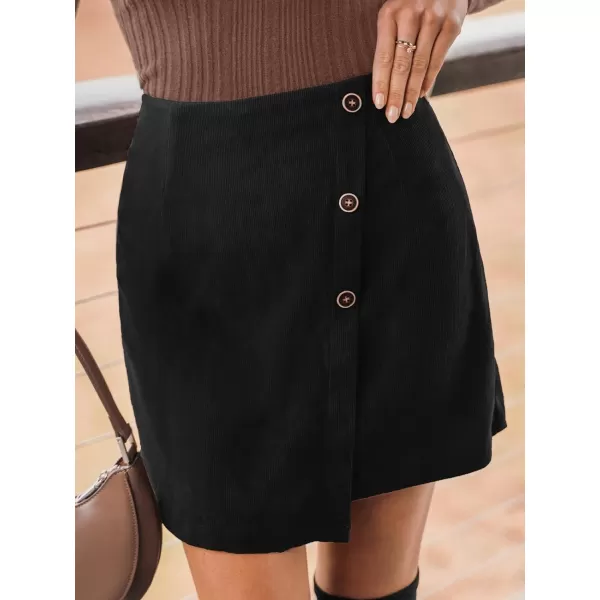imageCUPSHE Women Skirts ButtonFront Mini Wrap Skirt Holiday HighRise Waist Short SkirtBlack