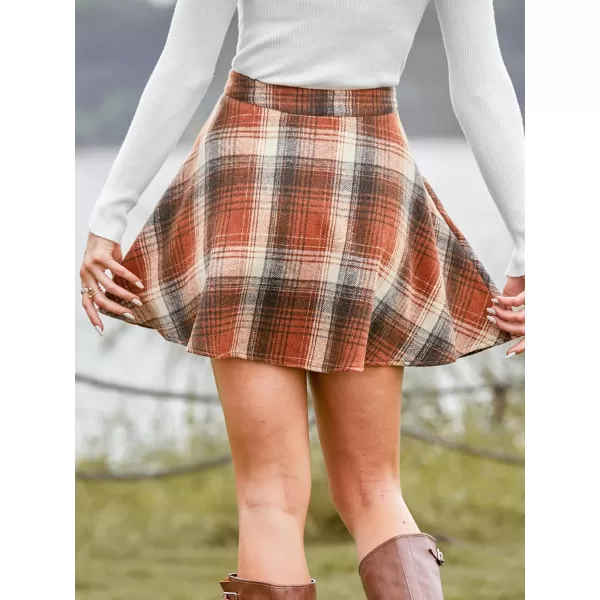 imageCUPSHE Women Skirts High Waist High Waist Plaid Mini Skirt Holiday Short Skirts Party ChristmasRed