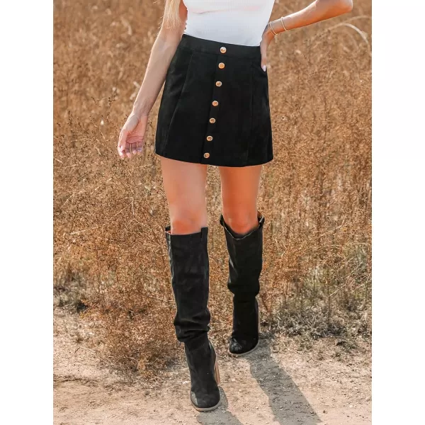 imageCUPSHE Women Skirts Onyx Buttoned Mini Skirt High Waist Short SkirtsBlack