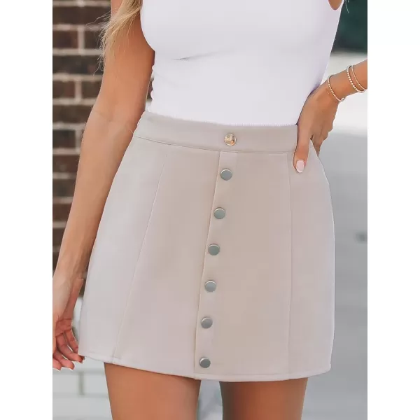 imageCUPSHE Women Skirts Onyx High Waist Buttoned Mini Skirt Short SkirtsGrey