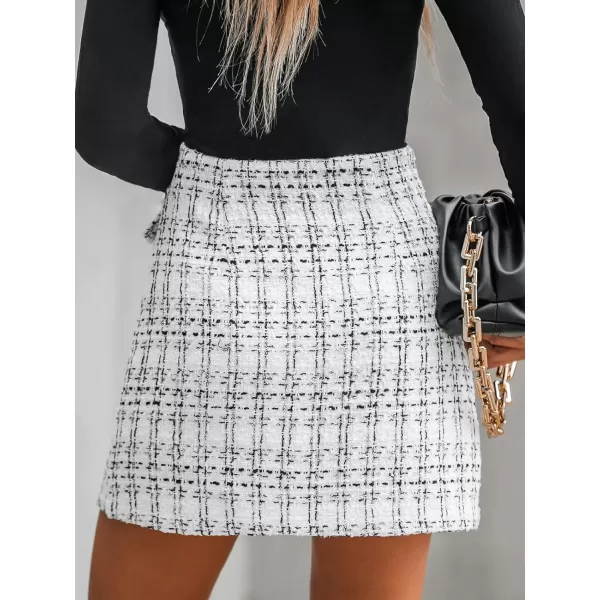 imageCUPSHE Women Skirts Tweed High Waist Mini Skirt Short SkirtsGrey