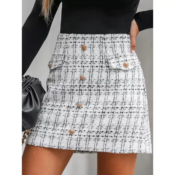 imageCUPSHE Women Skirts Tweed High Waist Mini Skirt Short SkirtsGrey