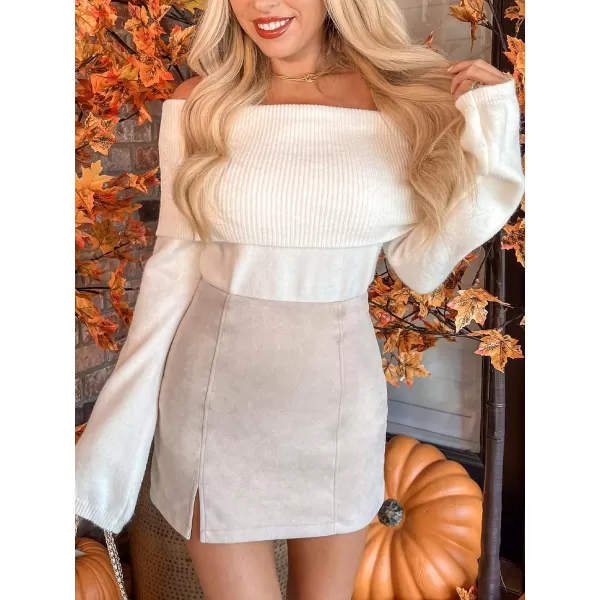 imageCUPSHE Women Skirts Vegan Suede High Waist Zipper Bodycon Silhouette Short SkirtGrey