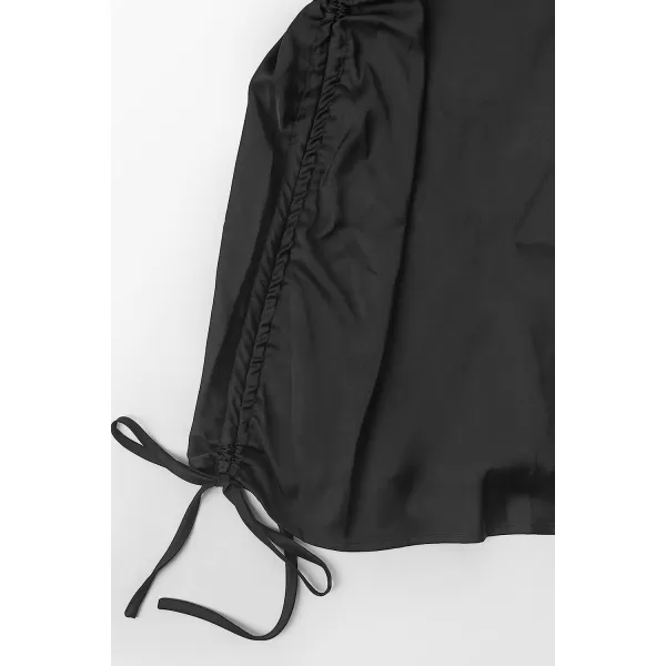 imageCUPSHE Women Split Dress Thin Straps Backless Short Dress Side Drawstring Zipper ClosureBlack