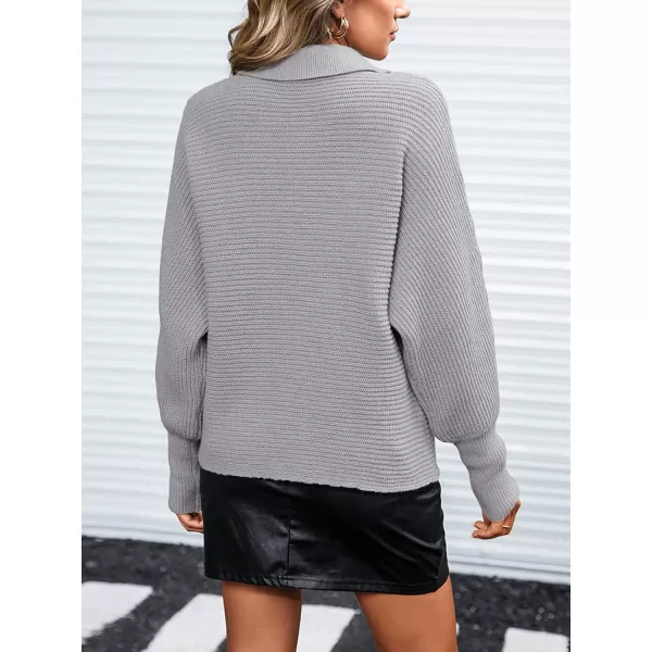 imageCUPSHE Women Split Neck Sweater Winter Solid Long Sleeve Shirt Collar PulloversGrey