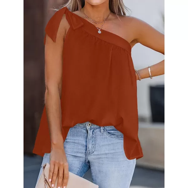 imageCUPSHE Women Summer Bow Tie OneShoulder Top Sweet Relaxed Fit Cami TopsRed