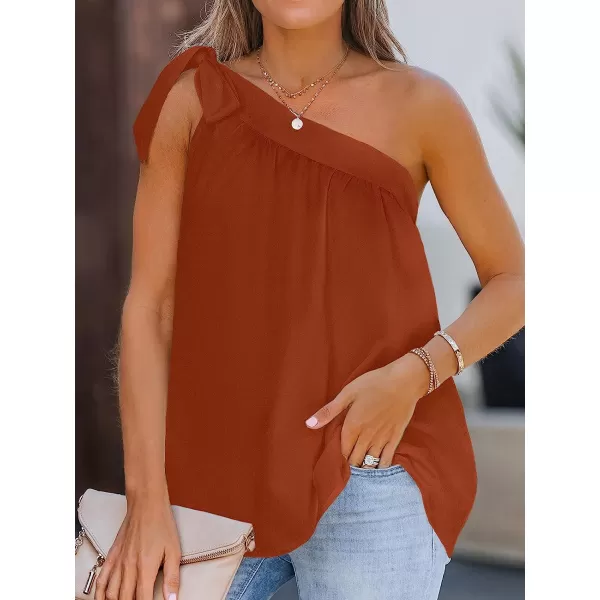 imageCUPSHE Women Summer Bow Tie OneShoulder Top Sweet Relaxed Fit Cami TopsRed