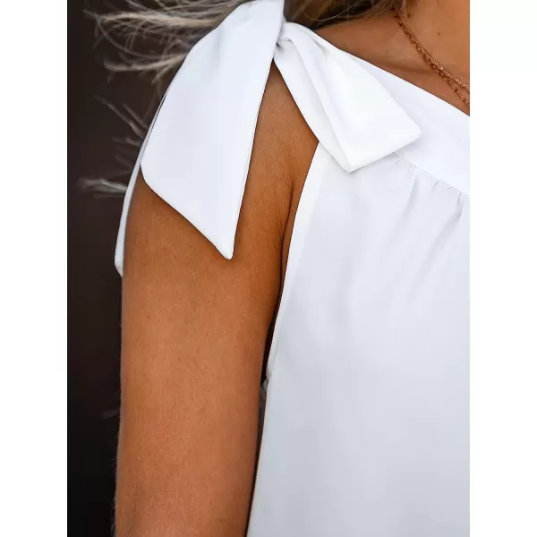 imageCUPSHE Women Summer Bow Tie OneShoulder Top Sweet Relaxed Fit Cami TopsWhite
