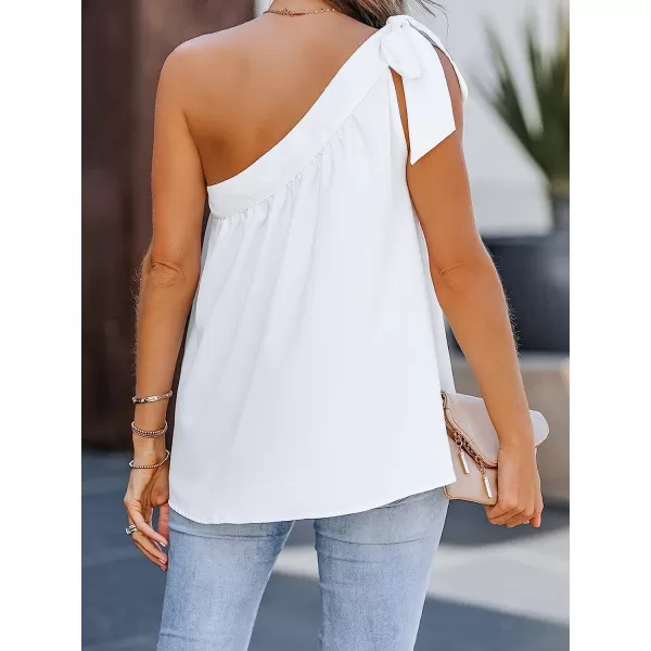 imageCUPSHE Women Summer Bow Tie OneShoulder Top Sweet Relaxed Fit Cami TopsWhite