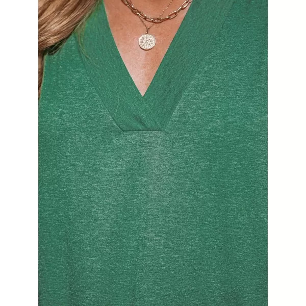 imageCUPSHE Women Summer Dress V Neck Short Sleeve Loose Knit Pockets Beach Midi Casual DressGreen