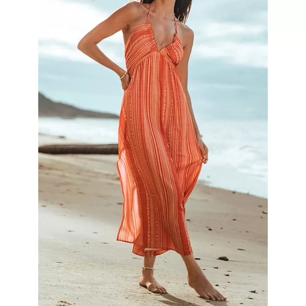 imageCUPSHE Women Summer Halter Smocked Maxi Dress Plunge Sleeveless Long Solid Fitted Waist Dress GreyBlush