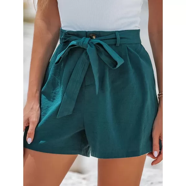 imageCUPSHE Women Summer Knotted Belt High Waist Shorts Wide Leg HighRise Waist PantBlue