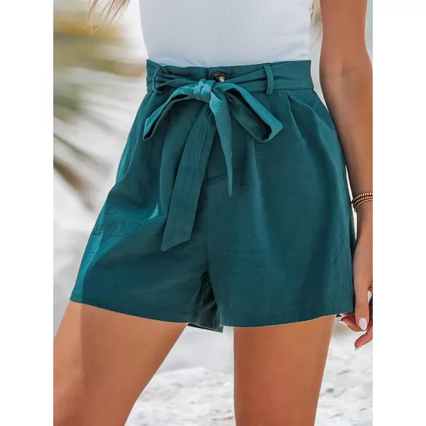 imageCUPSHE Women Summer Knotted Belt High Waist Shorts Wide Leg HighRise Waist PantBlue