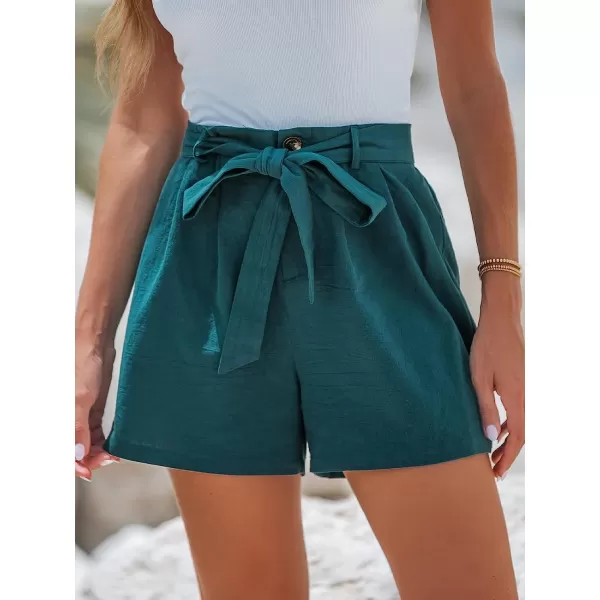 imageCUPSHE Women Summer Knotted Belt High Waist Shorts Wide Leg HighRise Waist PantBlue