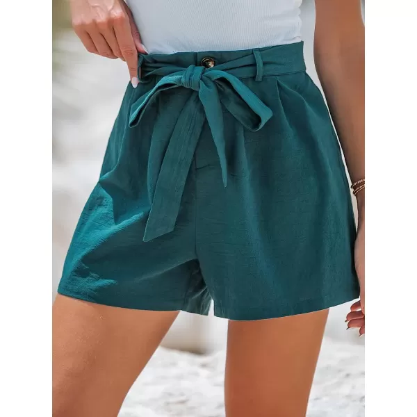imageCUPSHE Women Summer Knotted Belt High Waist Shorts Wide Leg HighRise Waist PantBlue
