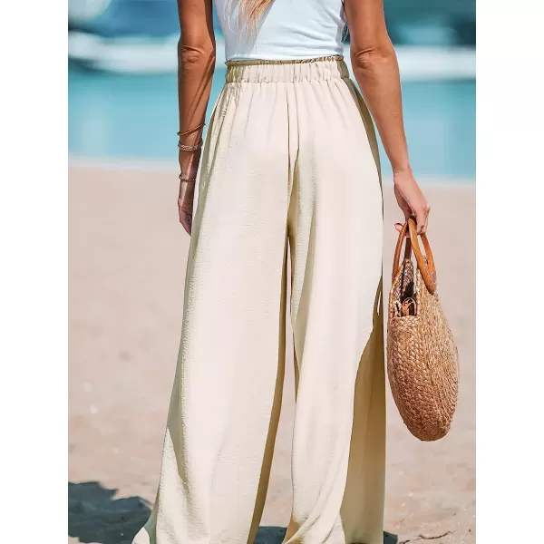 imageCUPSHE Women Summer Textured Drawstring Wide Leg Pants Long Shorts CasualBeige