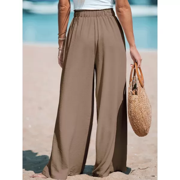 imageCUPSHE Women Summer Textured Drawstring Wide Leg Pants Long Shorts CasualCoffee