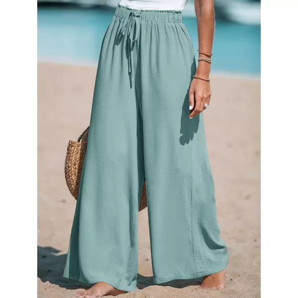 imageCUPSHE Women Summer Textured Drawstring Wide Leg Pants Long Shorts CasualGreen