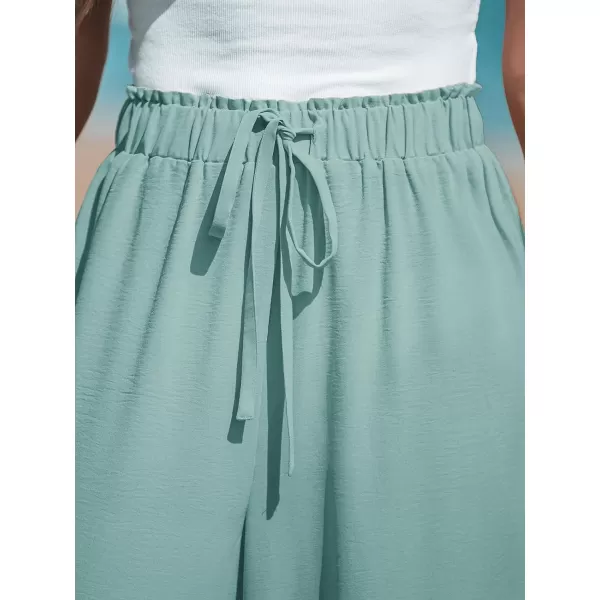 imageCUPSHE Women Summer Textured Drawstring Wide Leg Pants Long Shorts CasualGreen