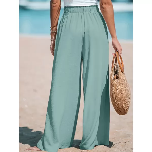 imageCUPSHE Women Summer Textured Drawstring Wide Leg Pants Long Shorts CasualGreen