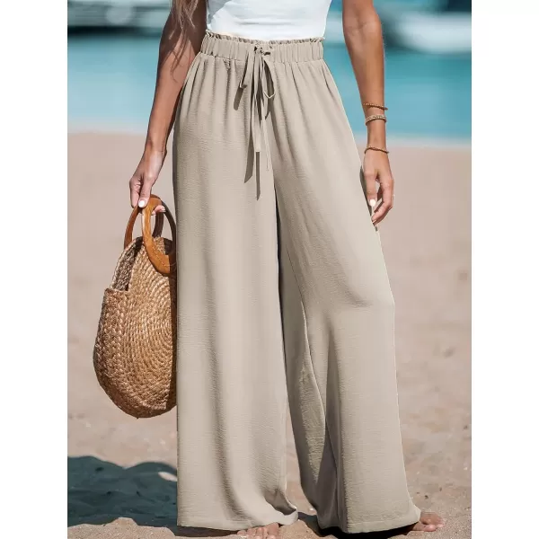imageCUPSHE Women Summer Textured Drawstring Wide Leg Pants Long Shorts CasualGrey