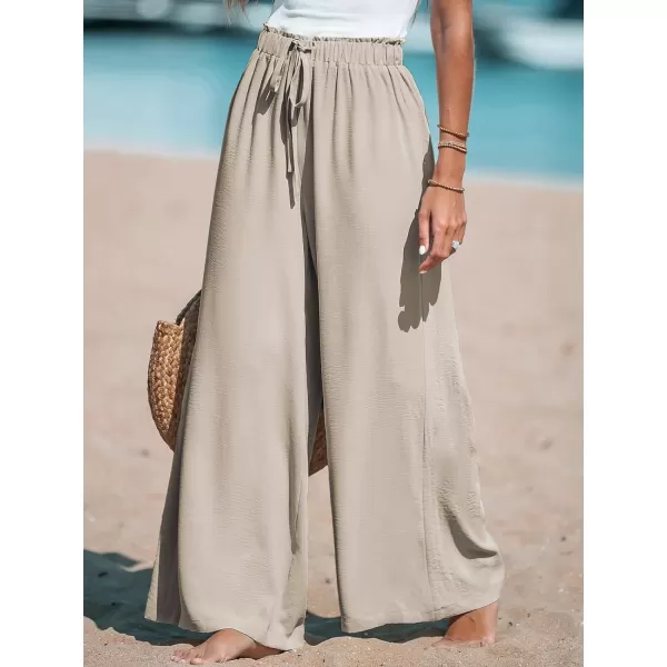 imageCUPSHE Women Summer Textured Drawstring Wide Leg Pants Long Shorts CasualGrey