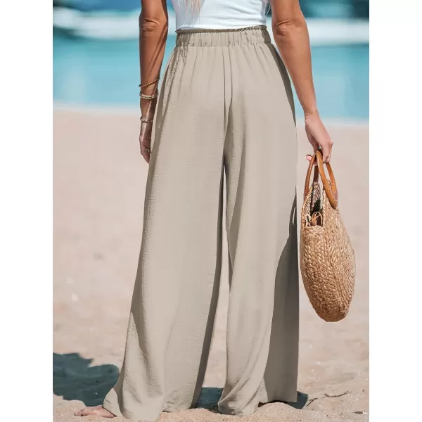 imageCUPSHE Women Summer Textured Drawstring Wide Leg Pants Long Shorts CasualGrey