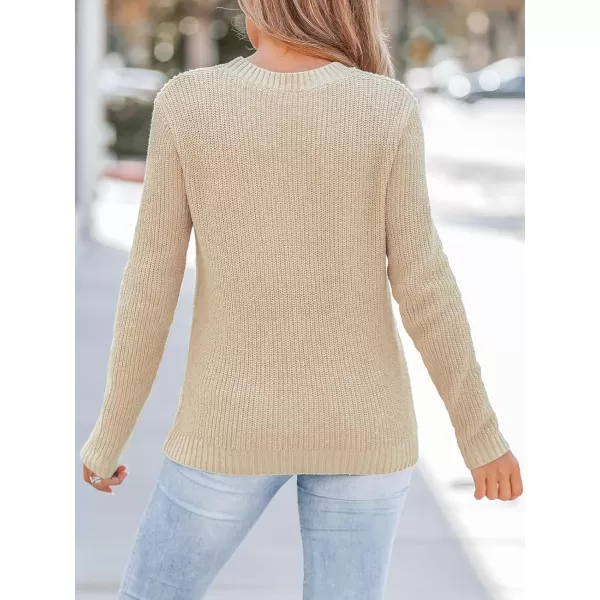 imageCUPSHE Women Sweater Asymmetrical Neck Dropped Long Sleeves Ribbed Black Jumper TopsBeige