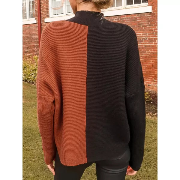 imageCUPSHE Women Sweater Cable Knit Mock Neck Tops Long Drop Sleeve Pullover Casual WinterBlack