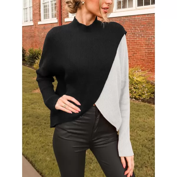 imageCUPSHE Women Sweater Cable Knit Mock Neck Tops Long Drop Sleeve Pullover Casual WinterWhite