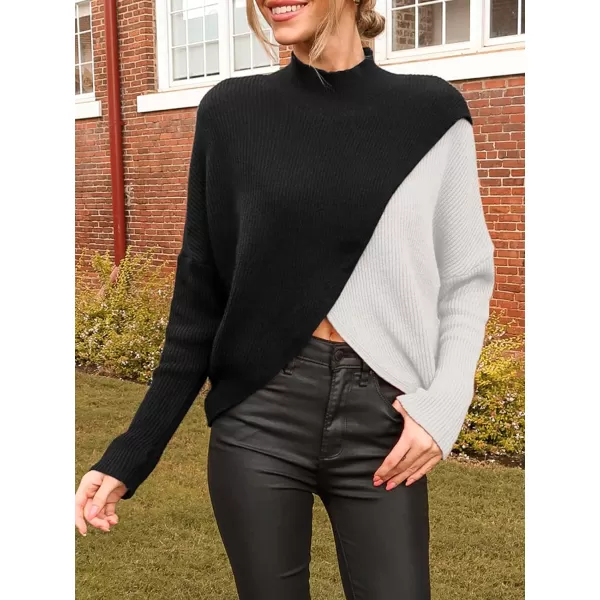 imageCUPSHE Women Sweater Cable Knit Mock Neck Tops Long Drop Sleeve Pullover Casual WinterWhite