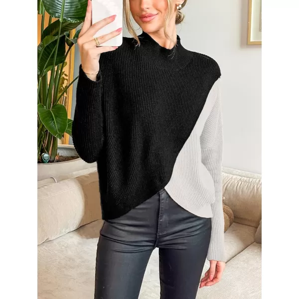 imageCUPSHE Women Sweater Cable Knit Mock Neck Tops Long Drop Sleeve Pullover Casual WinterWhite