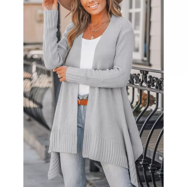 imageCUPSHE Women Sweater Cardigans Ribbed Trim Open Front Ribbed Heather Knit Dropped Long Sleeves Relaxed CoatGrey