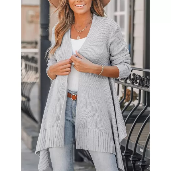 imageCUPSHE Women Sweater Cardigans Ribbed Trim Open Front Ribbed Heather Knit Dropped Long Sleeves Relaxed CoatGrey