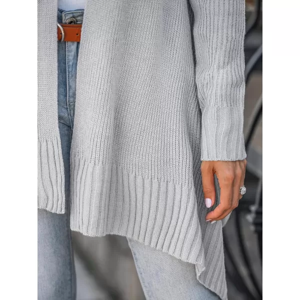 imageCUPSHE Women Sweater Cardigans Ribbed Trim Open Front Ribbed Heather Knit Dropped Long Sleeves Relaxed CoatGrey