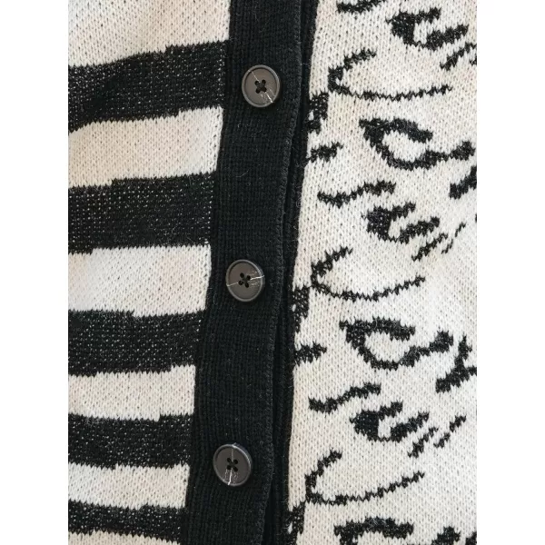 imageCUPSHE Women Sweater Cardigans Striped Leopard VNeck Ribbed Trim OpenFront Knit Dropped Long Sleeves Relaxed CoatLeopard